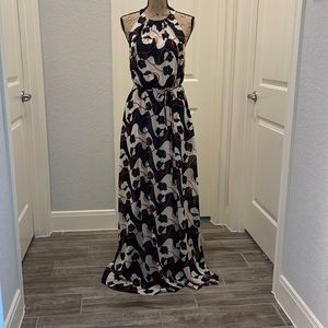 Jessica Simpson womens maxi dress, halter top, back out